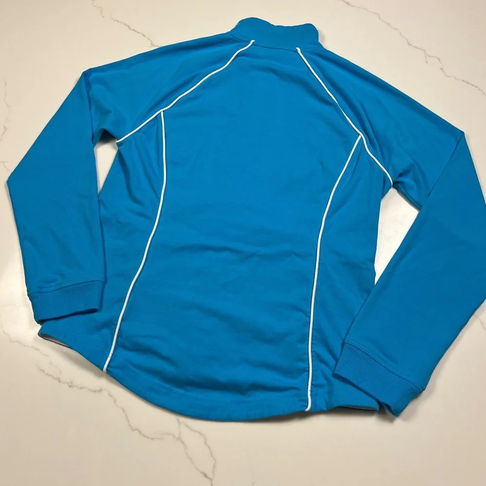 Lauren Ralph Lauren Active Track Jacket Womens Blue Full Zip White Piping L-RL